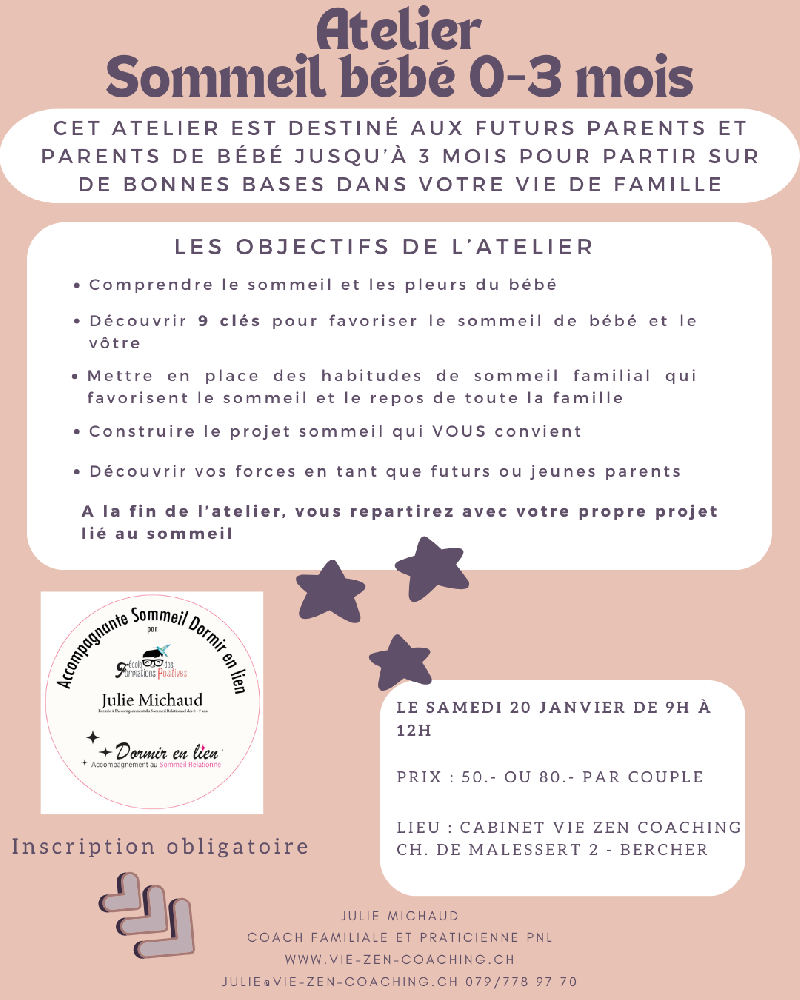 Atelier sommeil bébé 0-3 mois